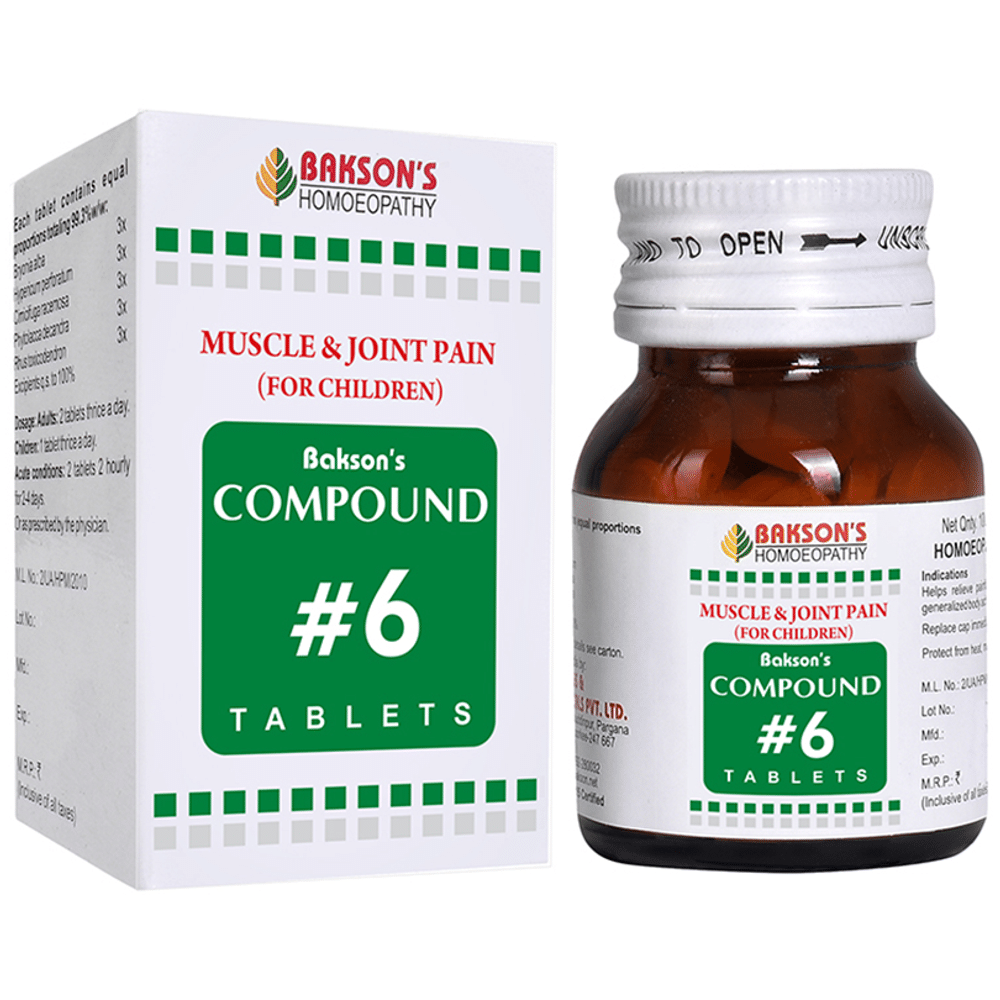 Bakson's Homeopathy Compound # 6 Pain Muscles Children Tablet