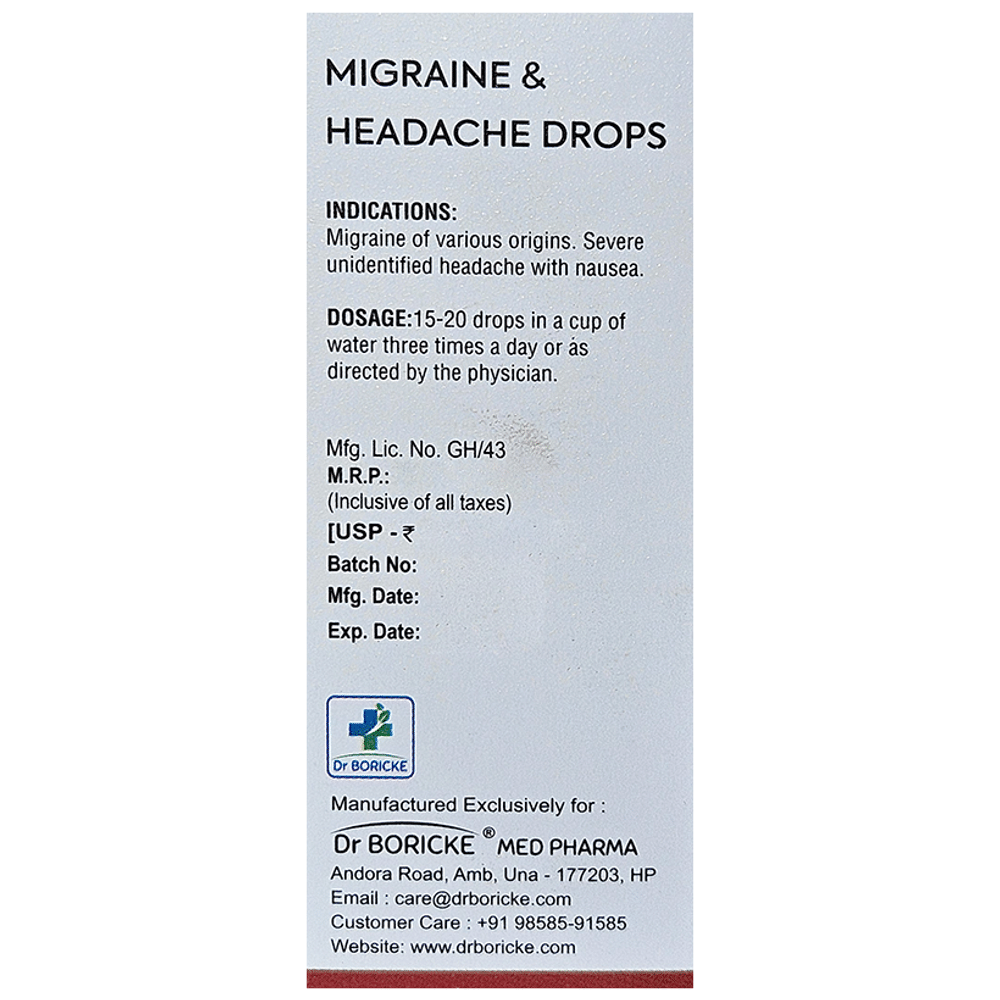 Dr Boricke DB 12 Migraine & Headache Drop