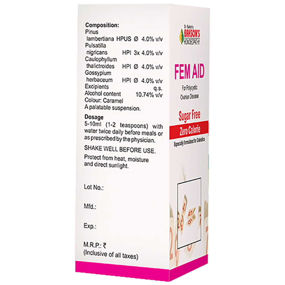 Bakson's Homeopathy Fem Aid Syrup Sugar Free