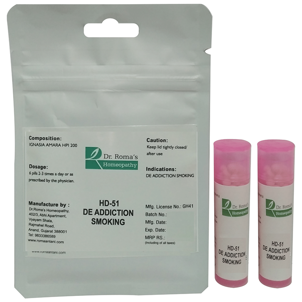 Dr. Romas Homeopathy HD-51 De-Addiction Smoking, 2 Bottles of 2 Dram