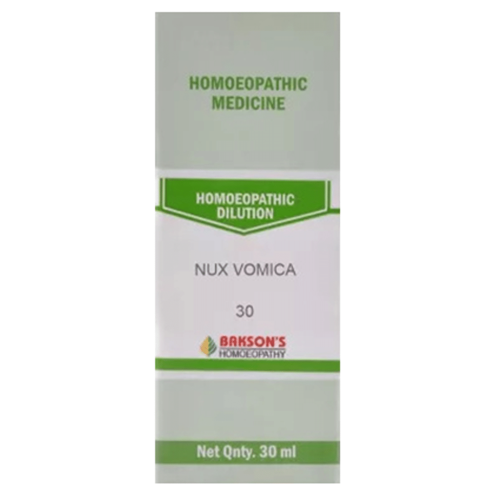 Bakson's Homeopathy Nux Vomica Dilution 30 CH