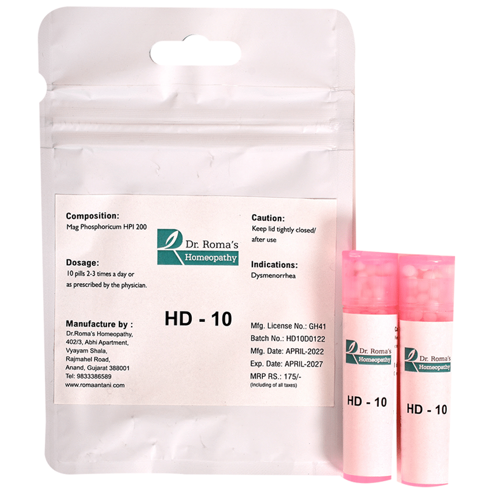 Dr. Romas Homeopathy HD 10 for Dysmenorrhoea, 2 Bottles of 2 Dram