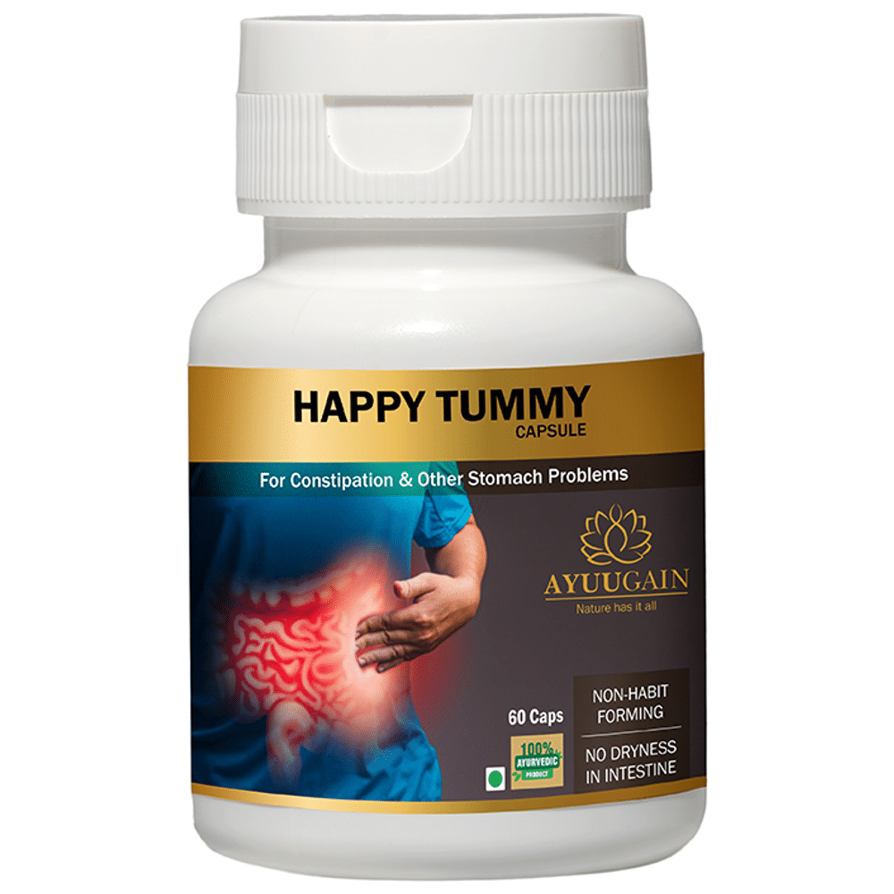 Ayuugain Happy Tummy Capsule for Constipation, Gas, Acidity & IBS Relief Constipation